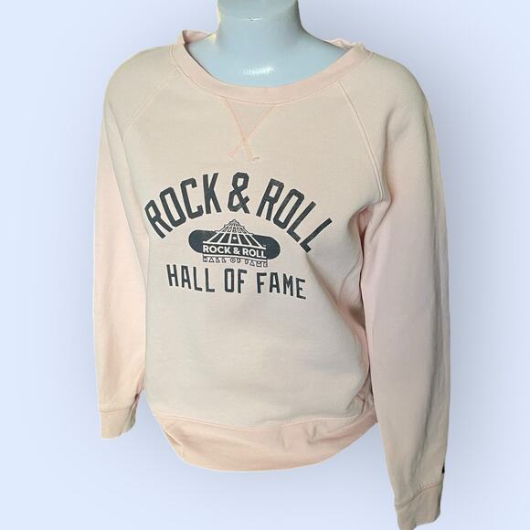 Rock & Roll Hall of Fame Cleveland Champion Barely Pink Womens Sweatshirt S 2 4 - Picture 2 of 14